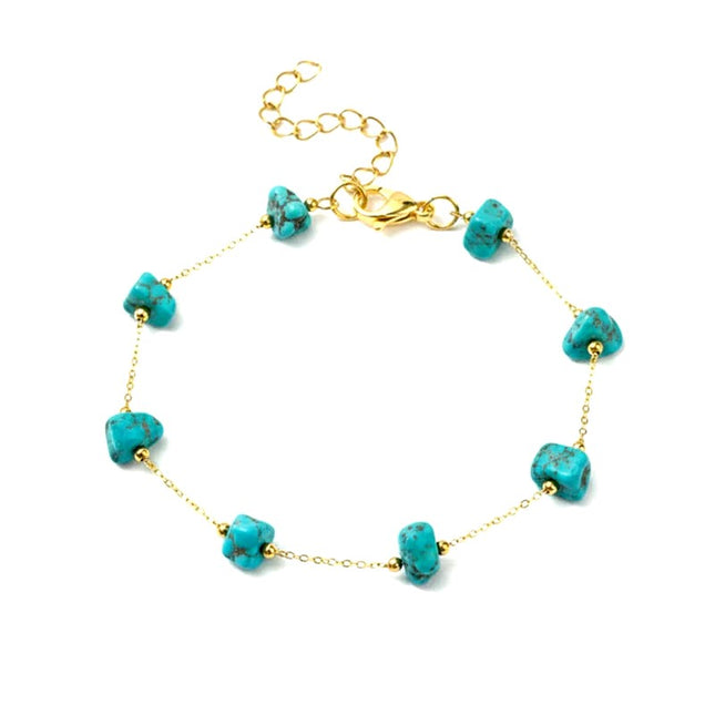 Bracelet pour homme ou femme - acier inoxydable pierres naturelles turquoise