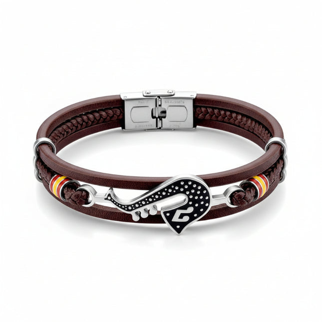 Bracelet souple en cuir tressé instrument de musique trombone