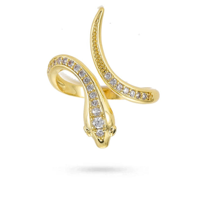 Bague femme réglable serpent zirconiums sertis Bagues plaqué or Bijouxmode