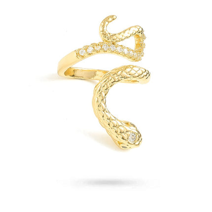 Bague femme réglable serpent zirconiums sertis Bagues plaqué or Bijouxmode