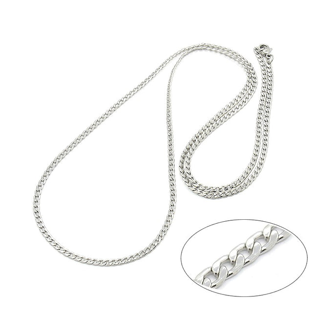 Chaîne collier acier inoxydable maille gourmette - Couleur argenté 75 cm - 3 mm Bijouxmode