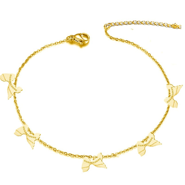 Chaîne de cheville acier inoxydable or Guadeloupe Bijouxmode