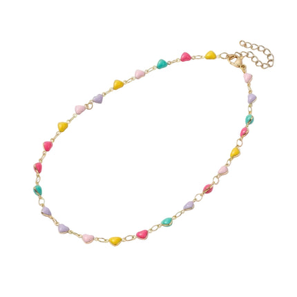 Chaîne de cheville en acier inoxydable coeurs émail coloré