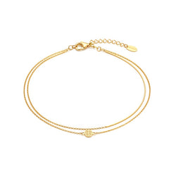 Chaîne de cheville en acier inoxydable double rangs breloque ronde