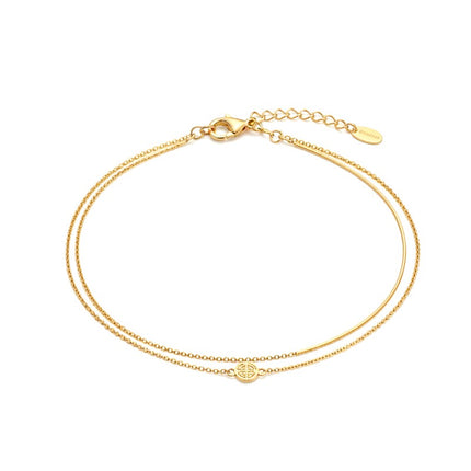 Chaîne de cheville en acier inoxydable double rangs breloque ronde