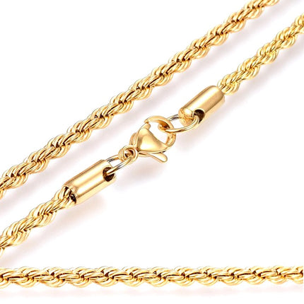 Chaines acier inoxydable maille corde doré 45 cm - 4 mm Bijouxmode