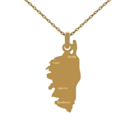Chaîne collier et pendentif acier inoxydable or Corse Bijouxmode