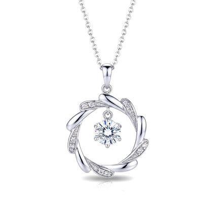 Collier argent 925 pendentif cercle oxyde blanc et zirconiums sertis Jannah