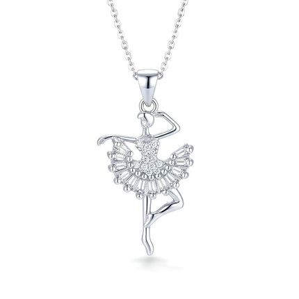 Collier argent 925 pendentif danseuse zirconiums sertis Joy