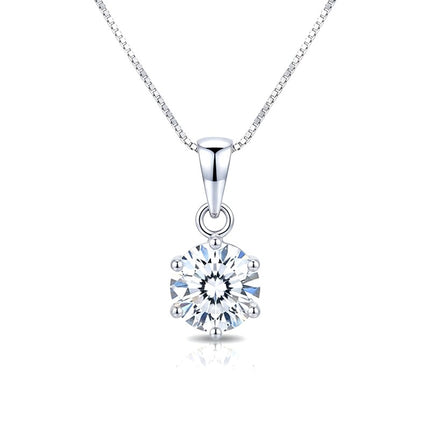 Collier argent 925 pendentif rond orné d'une oxyde blanc Emilienne