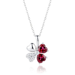 Collier argent 925 pendentif trèfle porte bonheur rose Paula