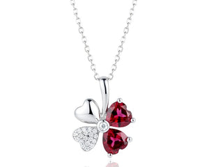 Collier argent 925 pendentif trèfle porte bonheur rose Paula
