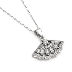 Collier argent 925 pendentif éventail zirconiums sertis