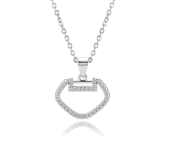 Collier Pendentif Argent Massif Esprit - Zirconiums - Motif Trèfle Lune étoile