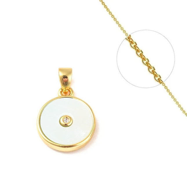 Collier chaîne et pendentif coquille de nacre doré à l'or fin