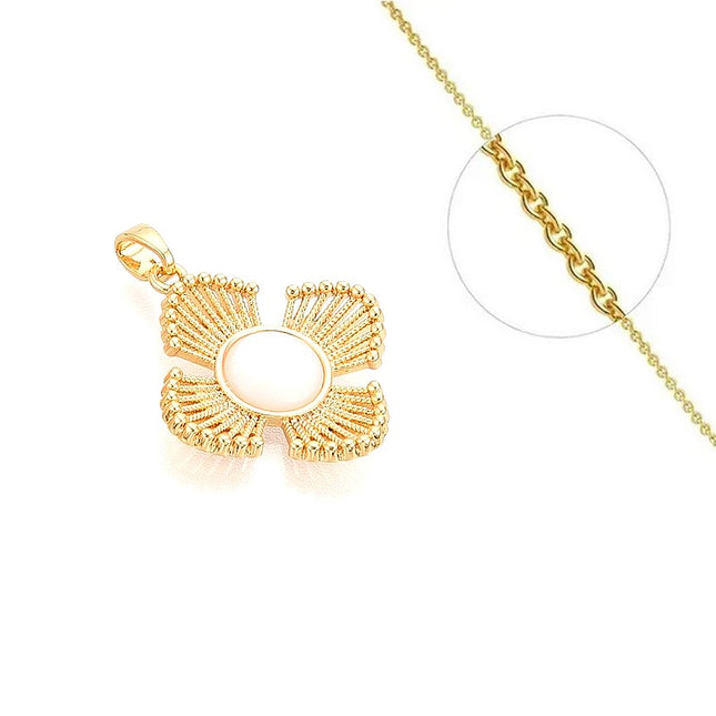 Collier chaîne et pendentif fleur coquillage doré à l'or fin