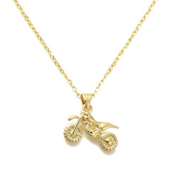 Collier chaîne et pendentif moto cross doré à l'or fin