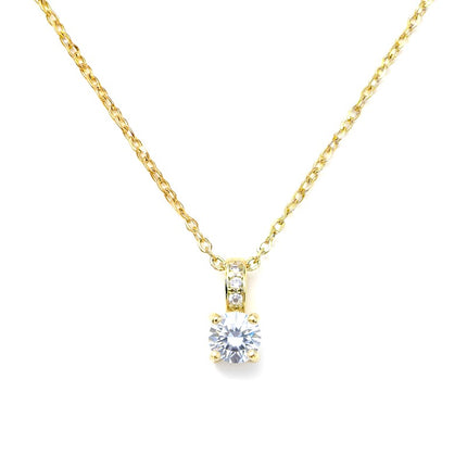 Collier chaîne et pendentif oxyde blanc et zirconiums sertis sur la bélière doré à l'or fin