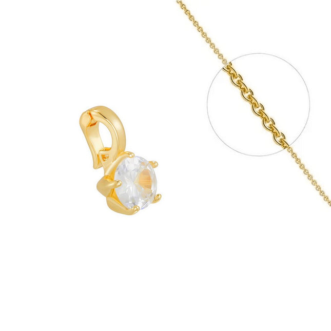 Collier chaîne et pendentif oxyde blanche doré à l'or fin