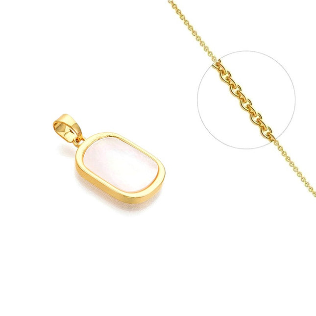 Collier doré chaîne et pendentif rectangle avec nacre