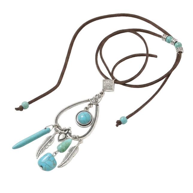 Collier sautoir - style bohème plumes