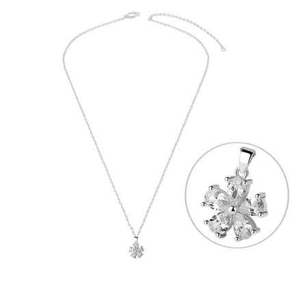 Collier argent 925 fleur zirconiums sertis Cotemode