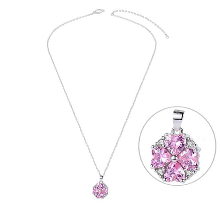 Collier argent 925 fleur zirconiums sertis oxyde rose Cotemode