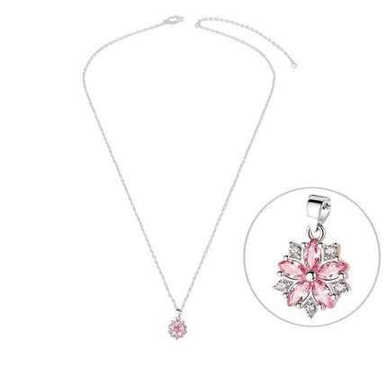 Collier argent 925 fleur zirconiums sertis oxyde rose Cotemode