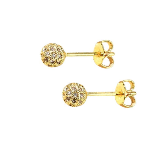 Boucles d'oreilles boule zirconiums sertis