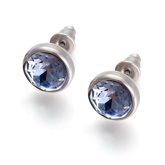 Boucles d'oreilles femme en acier inoxydable diamant zirconium violet