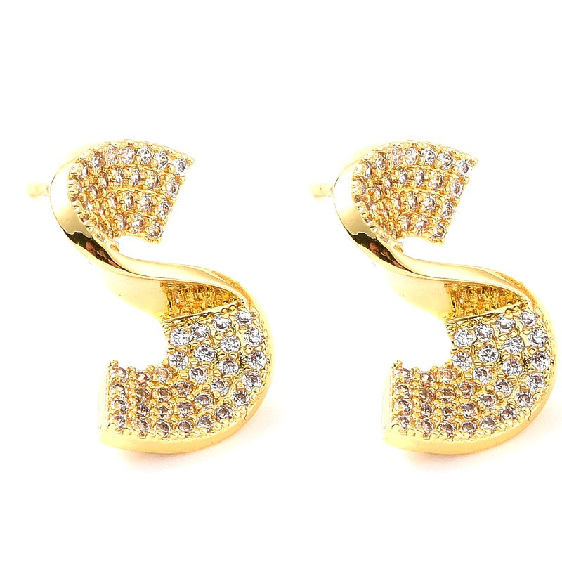 Boucles d'oreilles tombantes torsade diamants CZ