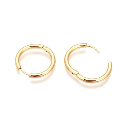 Boucles d'oreilles femme en acier inoxydable doré 18k Créoles 14 * 2 mm Bijouxmode