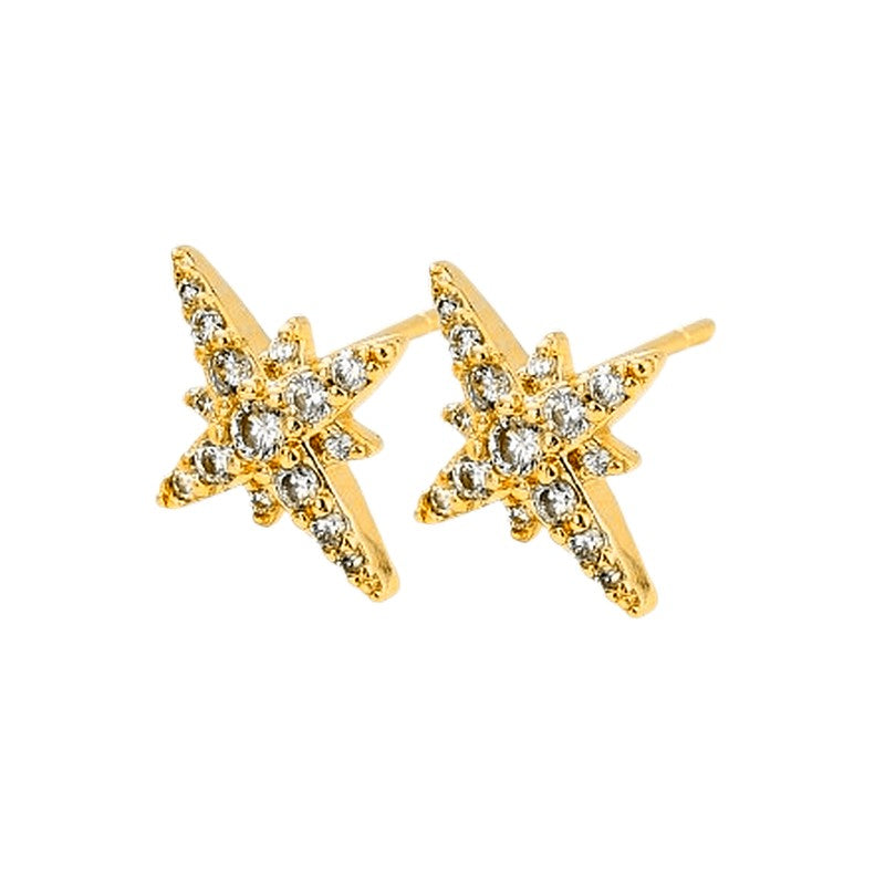 Boucles d'oreilles clous étoile zirconium sertis