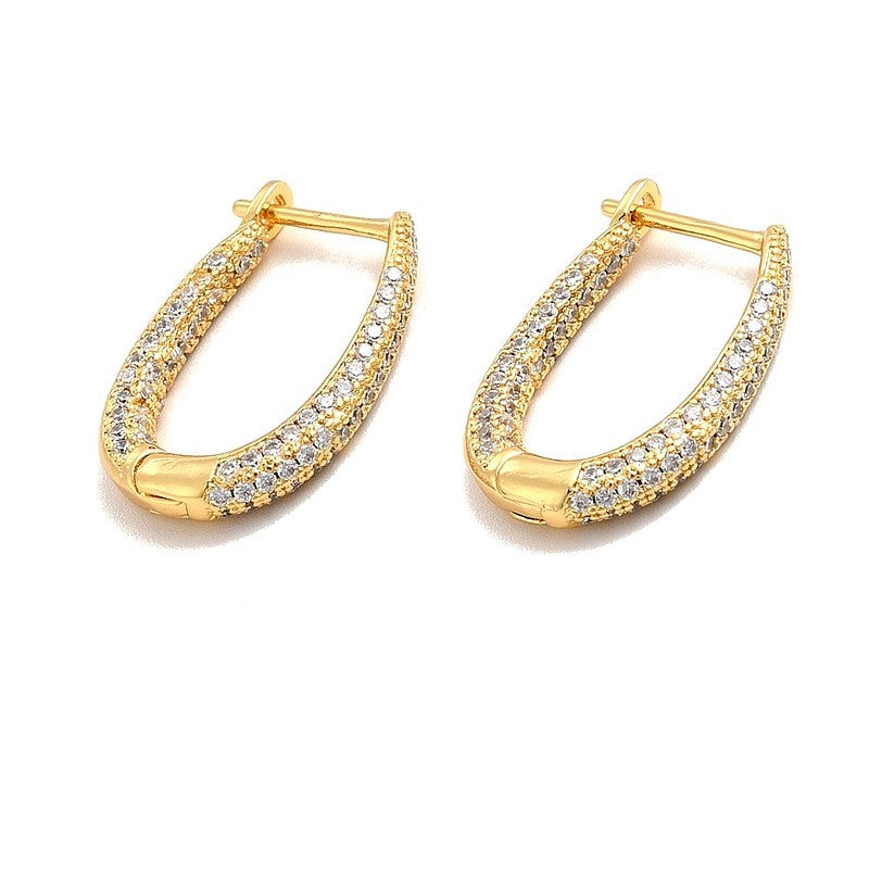 Oval CZ Hoop Earrings