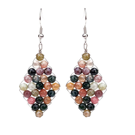 Boucles d'oreilles grappe pierre naturelle agate indienne