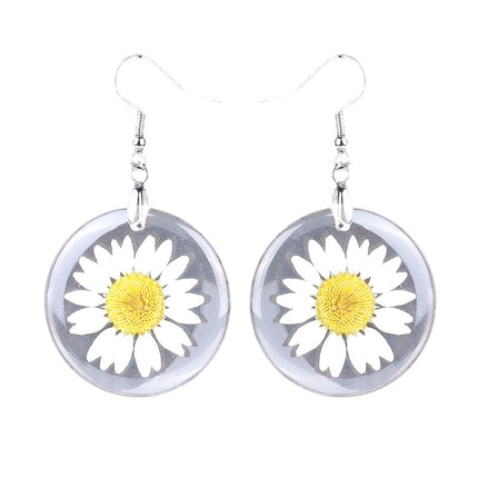 Boucles d'oreilles fantaisie tombante fleur séchée Bijouxmode