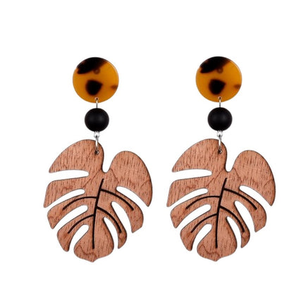 Boucles d'oreilles fantaisie tombantes bois et résine Bijouxmode
