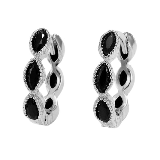 Boucles d'oreilles rhodiées zirconiums noir