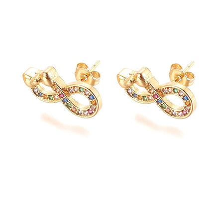 Boucles d'oreilles infini avec nœud zirconiums couleurs sertis Boucles d'oreilles plaqué or Bijouxmode