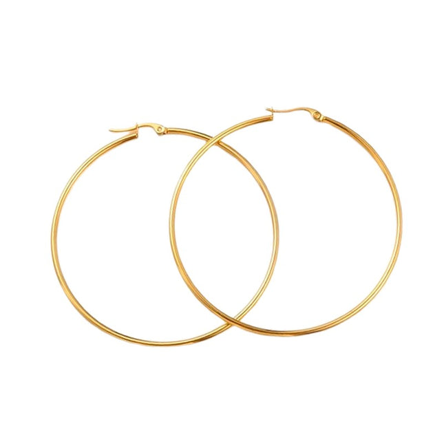 Boucles d'oreilles femme en acier inoxydable doré 18k Créoles 70 * 2 mm Bijouxmode