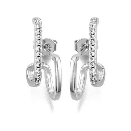 Boucles d'oreilles rhodiées lignée de strass Boucles d'oreilles plaqué or Bijouxmode