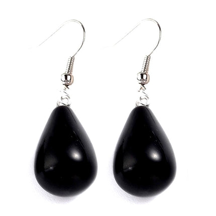 Black onyx drop natural stone earrings