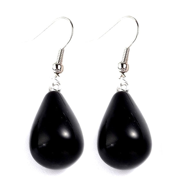 Black onyx drop natural stone earrings