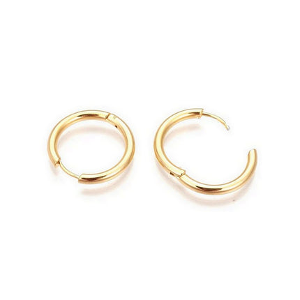 Boucles d'oreilles femme en acier inoxydable doré 18k Créoles 12 * 2 mm Bijouxmode