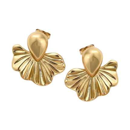 Boucles d'oreilles femme en acier inoxydable doré feuille Bijouxmode