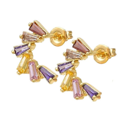 Boucles d'oreilles zirconiums colorés Boucles d'oreilles plaqué or Bijouxmode
