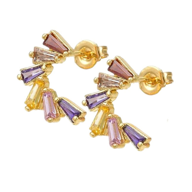 Boucles d'oreilles zirconiums colorés Boucles d'oreilles plaqué or Bijouxmode