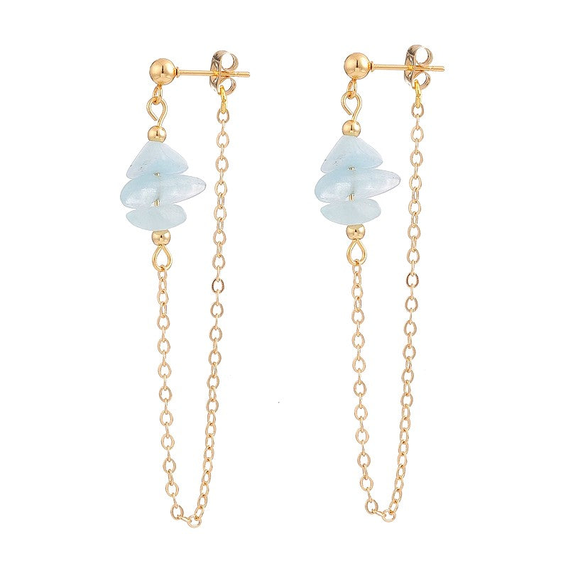 Aquamarine natural stone dangling earrings