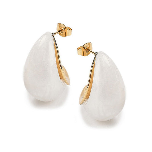 Boucles d'oreilles gouttes acier inoxydable doré or 18k