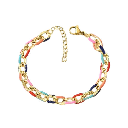 Women's bracelet - flexible colored enamel gilded 18k gold